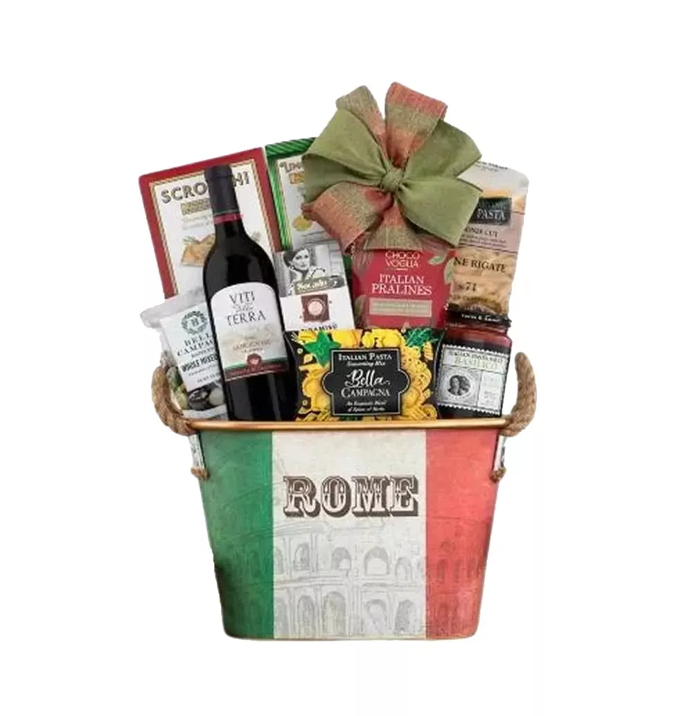 Italian Delights Wine And Gourmet Gift Basket