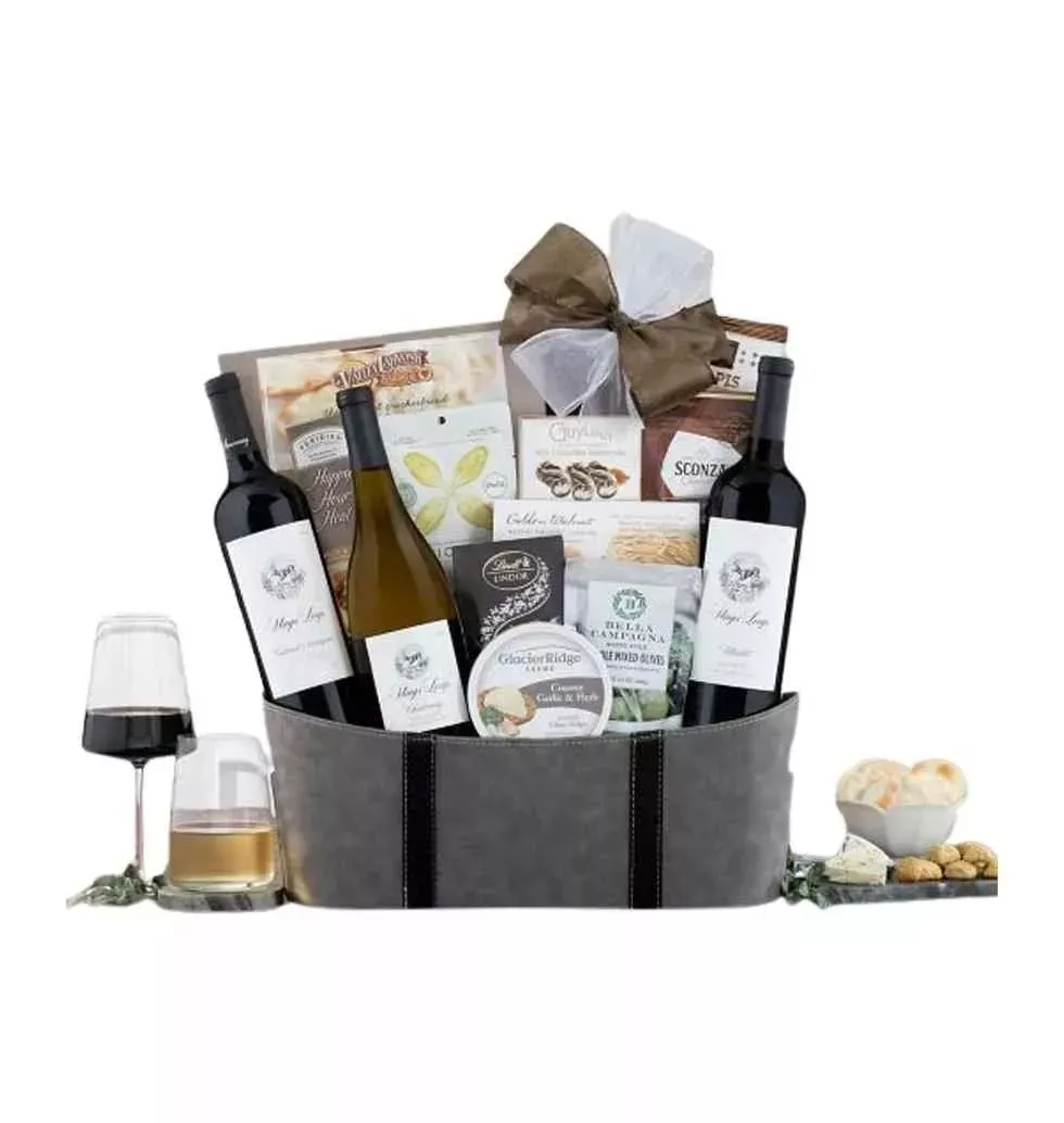 Napa Valley Gourmet Wine And Cheese Gift Basket