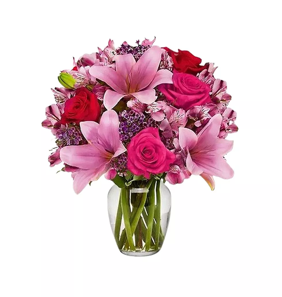 Romantic Floral Arrangement with Vase