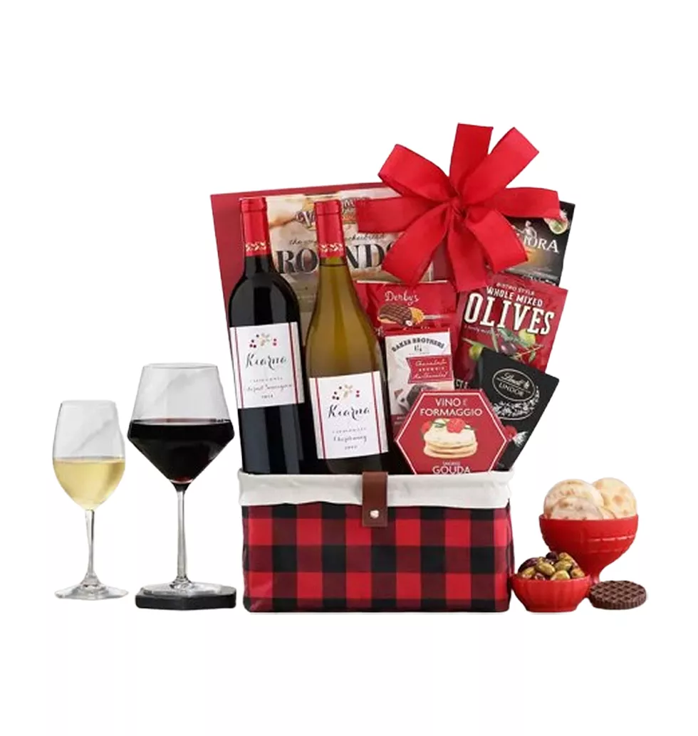 Festive Decadent Wine and Snack Box