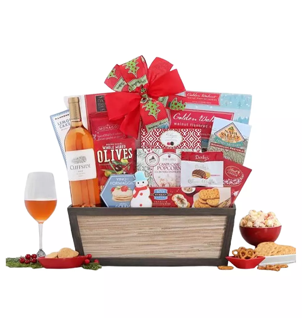 Merry Moments Wine & Treats Basket