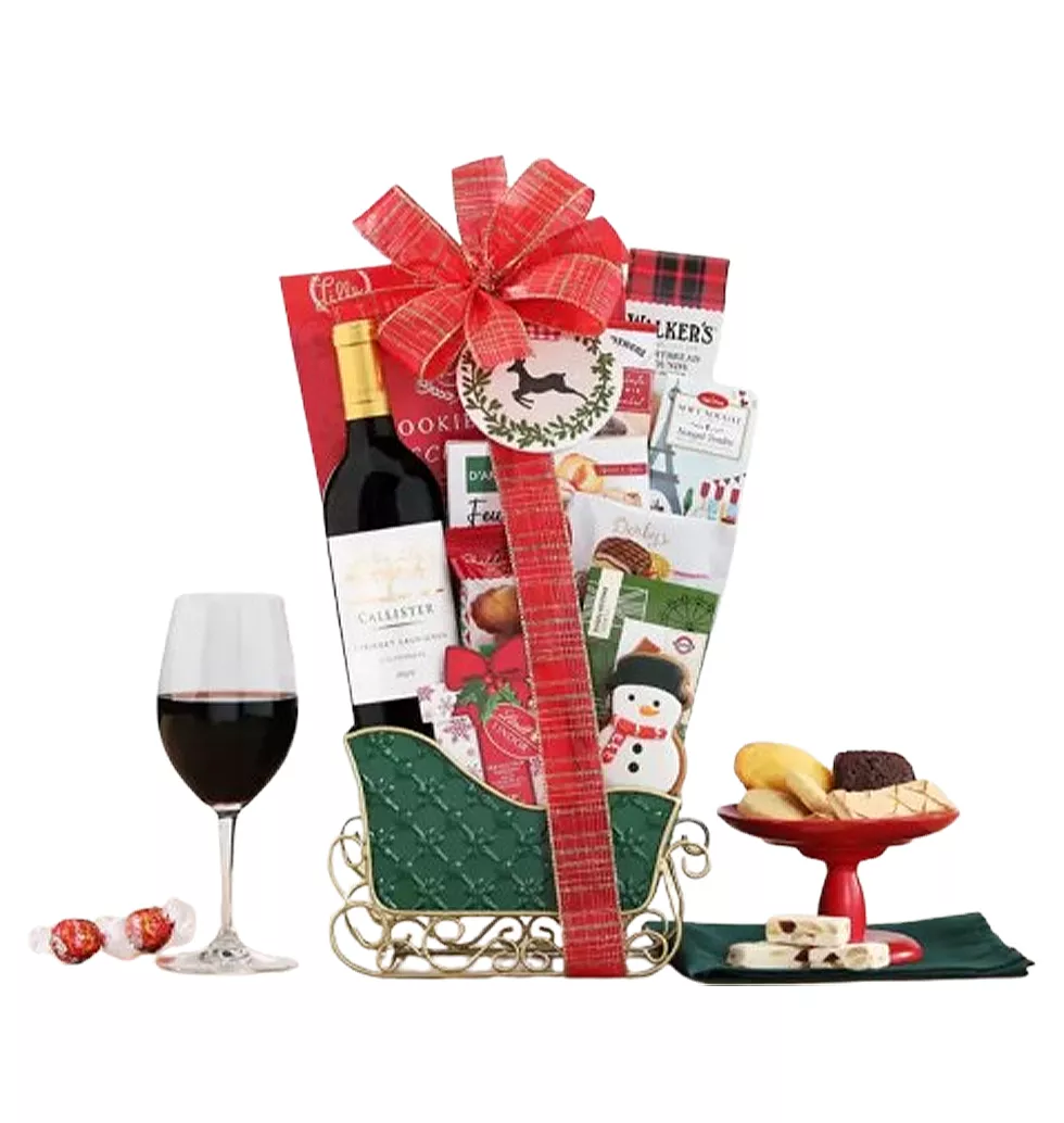 Yuletide Wine & Treats Basket