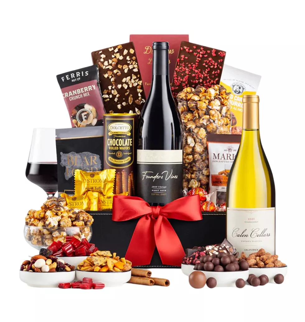 Pinot Chardonnay Chocolate Almond Gift Basket